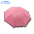 Cadeau de mode UV interne protecteur noir colle minuscule 3 pliage parapluie publicitaire